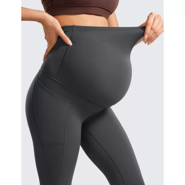 CRZ YOGA Womens Butterluxe Maternity Leggings with Pockets Over The Belly 25  Workout Active Yoga Pregnancy Pants SoftMysterious Grey