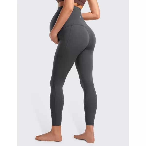 CRZ YOGA Womens Butterluxe Maternity Leggings with Pockets Over The Belly 25  Workout Active Yoga Pregnancy Pants SoftMysterious Grey