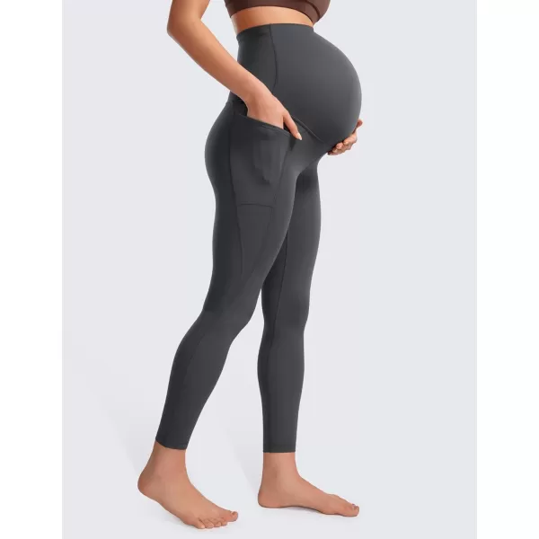 CRZ YOGA Womens Butterluxe Maternity Leggings with Pockets Over The Belly 25  Workout Active Yoga Pregnancy Pants SoftMysterious Grey