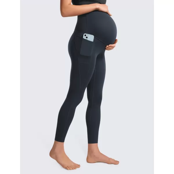 CRZ YOGA Womens Butterluxe Maternity Leggings with Pockets Over The Belly 25  Workout Active Yoga Pregnancy Pants SoftTrue Navy