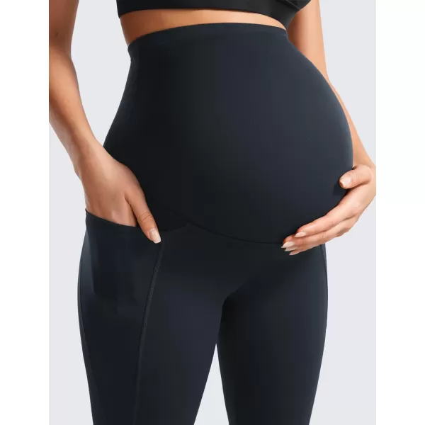 CRZ YOGA Womens Butterluxe Maternity Leggings with Pockets Over The Belly 25  Workout Active Yoga Pregnancy Pants SoftTrue Navy