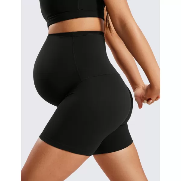 CRZ YOGA Womens Butterluxe Maternity Yoga Biker Shorts Over The Belly 4  6  Pregnancy Workout Running AthleticBlack