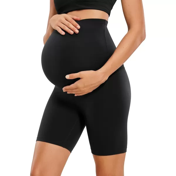 CRZ YOGA Womens Butterluxe Maternity Yoga Biker Shorts Over The Belly 4  6  Pregnancy Workout Running AthleticBlack