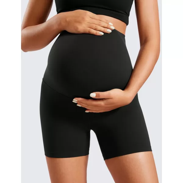 CRZ YOGA Womens Butterluxe Maternity Yoga Biker Shorts Over The Belly 4  6  Pregnancy Workout Running AthleticBlack