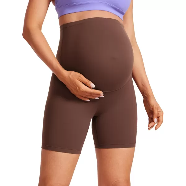 CRZ YOGA Womens Butterluxe Maternity Yoga Biker Shorts Over The Belly 4  6  Pregnancy Workout Running AthleticCoffee Brown