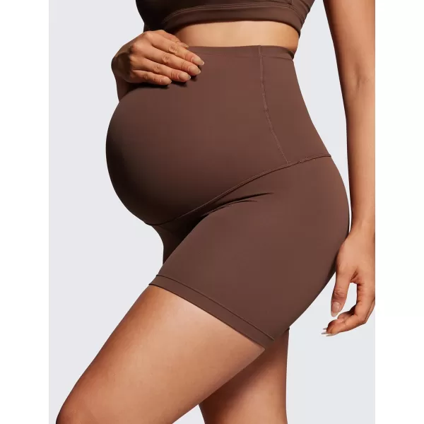 CRZ YOGA Womens Butterluxe Maternity Yoga Biker Shorts Over The Belly 4  6  Pregnancy Workout Running AthleticCoffee Brown