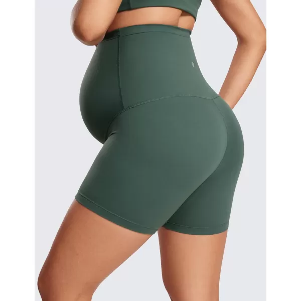 CRZ YOGA Womens Butterluxe Maternity Yoga Biker Shorts Over The Belly 4  6  Pregnancy Workout Running AthleticDark Forest Green