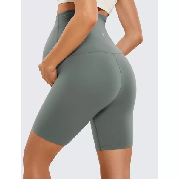 CRZ YOGA Womens Butterluxe Maternity Yoga Biker Shorts Over The Belly 4  6  Pregnancy Workout Running AthleticGrey Sage