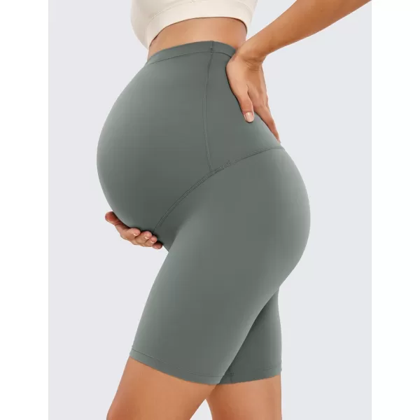 CRZ YOGA Womens Butterluxe Maternity Yoga Biker Shorts Over The Belly 4  6  Pregnancy Workout Running AthleticGrey Sage