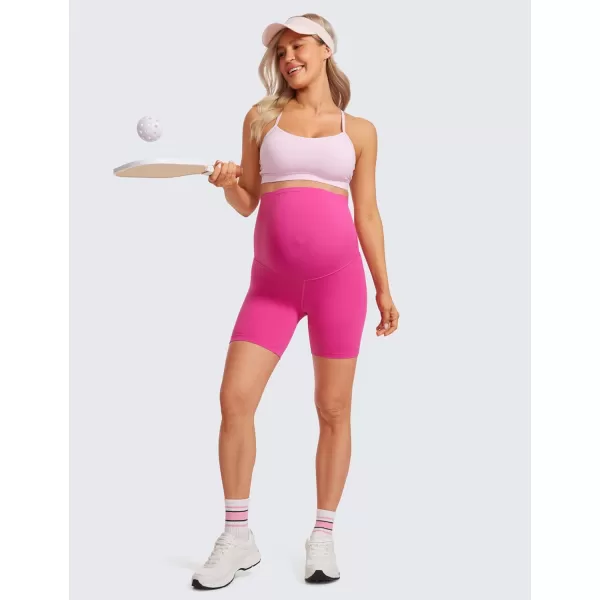CRZ YOGA Womens Butterluxe Maternity Yoga Biker Shorts Over The Belly 4  6  Pregnancy Workout Running AthleticHibiscus Purple
