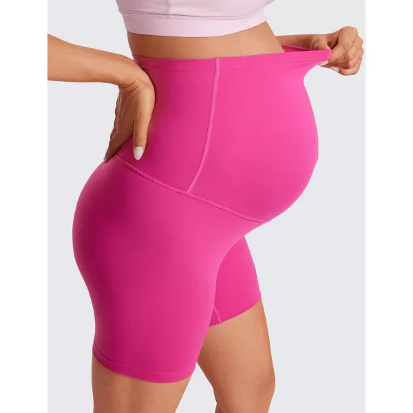 CRZ YOGA Womens Butterluxe Maternity Yoga Biker Shorts Over The Belly 4  6  Pregnancy Workout Running AthleticHibiscus Purple
