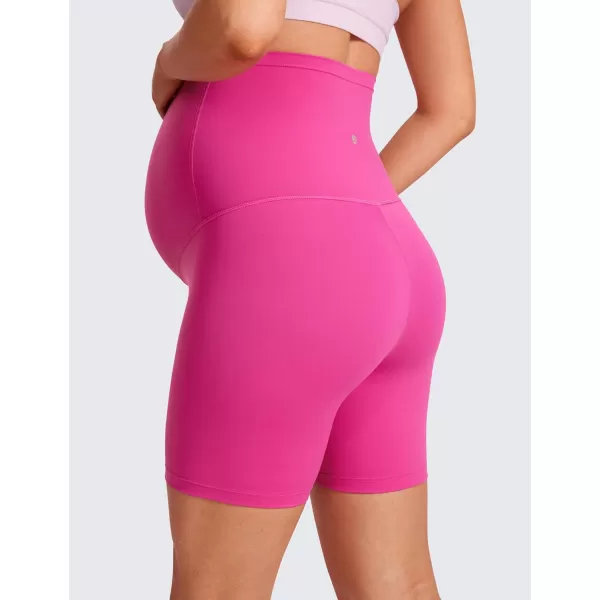 CRZ YOGA Womens Butterluxe Maternity Yoga Biker Shorts Over The Belly 4  6  Pregnancy Workout Running AthleticHibiscus Purple