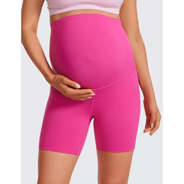 CRZ YOGA Womens Butterluxe Maternity Yoga Biker Shorts Over The Belly 4  6  Pregnancy Workout Running AthleticHibiscus Purple