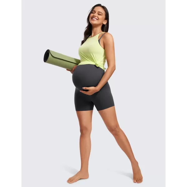 CRZ YOGA Womens Butterluxe Maternity Yoga Biker Shorts Over The Belly 4  6  Pregnancy Workout Running AthleticMysterious Grey