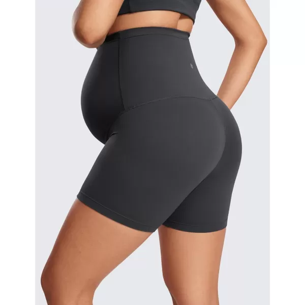 CRZ YOGA Womens Butterluxe Maternity Yoga Biker Shorts Over The Belly 4  6  Pregnancy Workout Running AthleticMysterious Grey