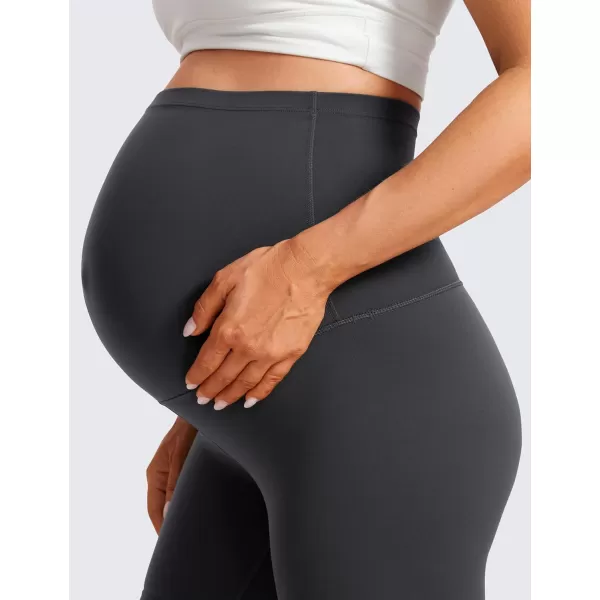 CRZ YOGA Womens Butterluxe Maternity Yoga Biker Shorts Over The Belly 4  6  Pregnancy Workout Running AthleticMysterious Grey