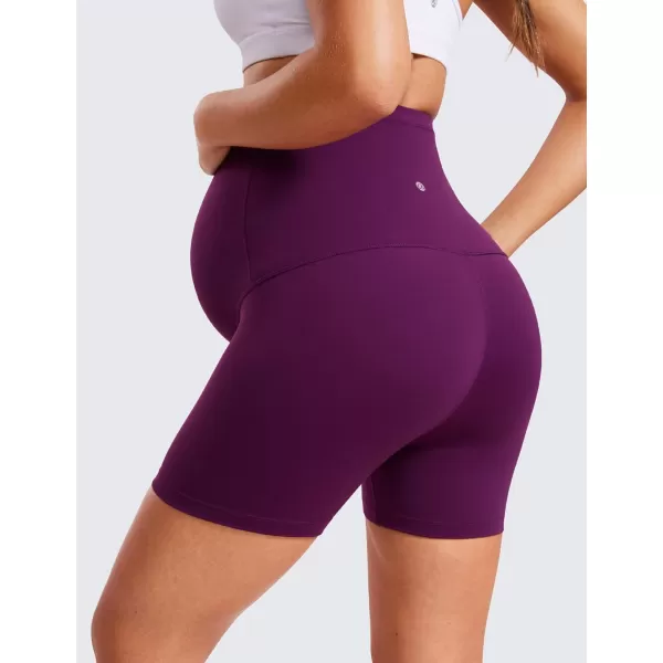 CRZ YOGA Womens Butterluxe Maternity Yoga Biker Shorts Over The Belly 4  6  Pregnancy Workout Running AthleticPlum Magenta