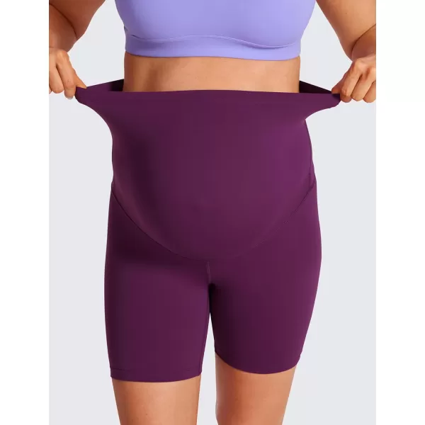 CRZ YOGA Womens Butterluxe Maternity Yoga Biker Shorts Over The Belly 4  6  Pregnancy Workout Running AthleticPlum Magenta