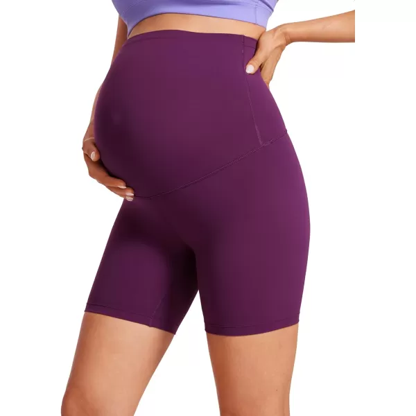 CRZ YOGA Womens Butterluxe Maternity Yoga Biker Shorts Over The Belly 4  6  Pregnancy Workout Running AthleticPlum Magenta