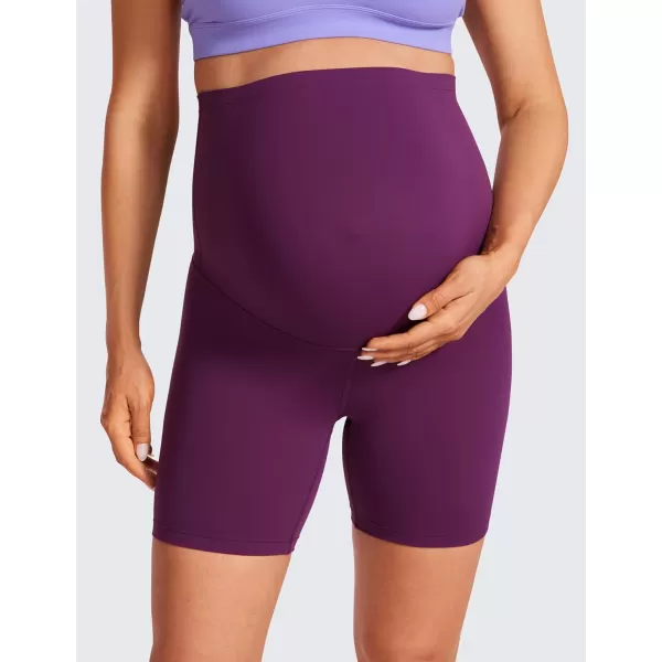 CRZ YOGA Womens Butterluxe Maternity Yoga Biker Shorts Over The Belly 4  6  Pregnancy Workout Running AthleticPlum Magenta