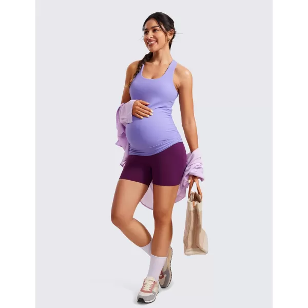 CRZ YOGA Womens Butterluxe Maternity Yoga Biker Shorts Over The Belly 4  6  Pregnancy Workout Running AthleticPlum Magenta