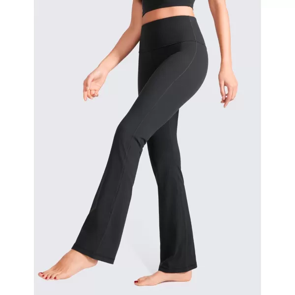 CRZ YOGA Womens Butterluxe Ribbed High Waist Flare Leggings 31  Bootcut Wide Leg Yoga Pants with Pocket Soft Casual LoungeRegular Black