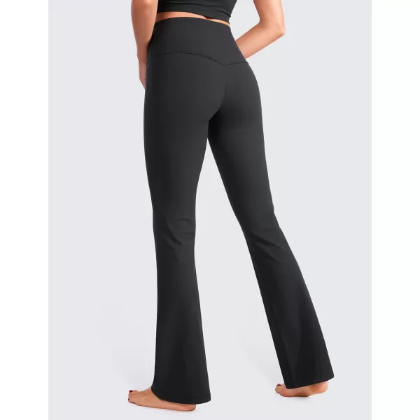 CRZ YOGA Womens Butterluxe Ribbed High Waist Flare Leggings 31  Bootcut Wide Leg Yoga Pants with Pocket Soft Casual LoungeRegular Black
