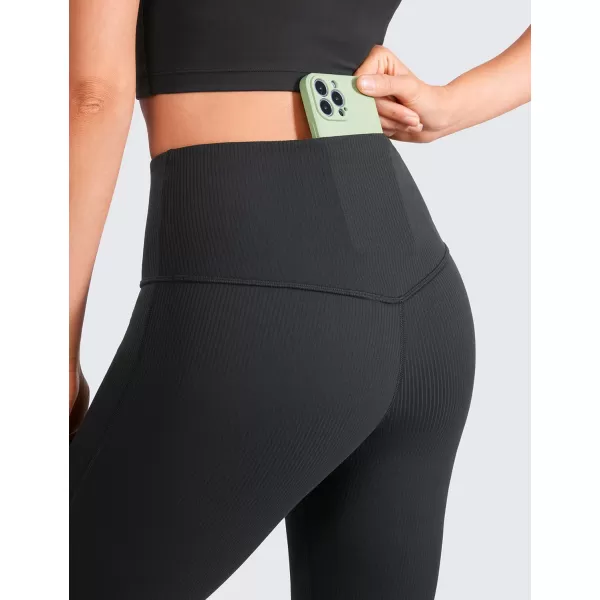 CRZ YOGA Womens Butterluxe Ribbed High Waist Flare Leggings 31  Bootcut Wide Leg Yoga Pants with Pocket Soft Casual LoungeRegular Black