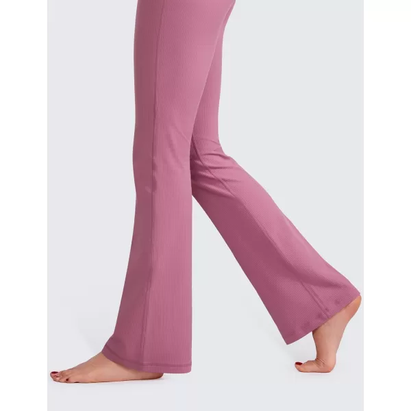 CRZ YOGA Womens Butterluxe Ribbed High Waist Flare Leggings 31  Bootcut Wide Leg Yoga Pants with Pocket Soft Casual LoungeRegular Velvet Dust