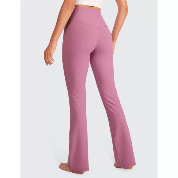 CRZ YOGA Womens Butterluxe Ribbed High Waist Flare Leggings 31  Bootcut Wide Leg Yoga Pants with Pocket Soft Casual LoungeRegular Velvet Dust