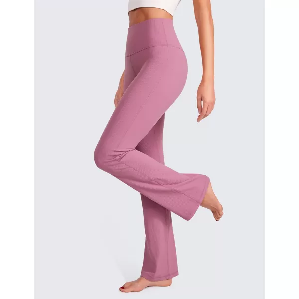CRZ YOGA Womens Butterluxe Ribbed High Waist Flare Leggings 31  Bootcut Wide Leg Yoga Pants with Pocket Soft Casual LoungeRegular Velvet Dust