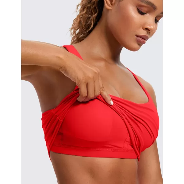 CRZ YOGA Womens Butterluxe Strappy Longline Sports Bra  Padded Criss Cross Yoga Bra Workout Crop Tank TopsDeep Red
