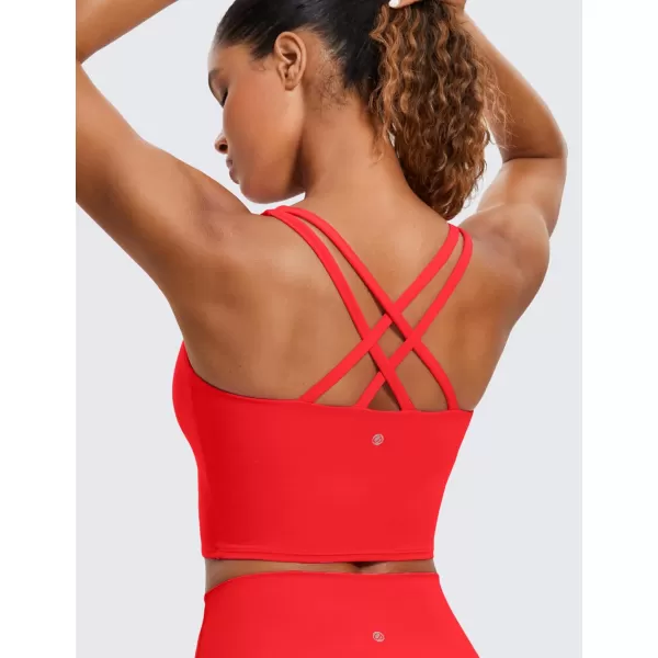 CRZ YOGA Womens Butterluxe Strappy Longline Sports Bra  Padded Criss Cross Yoga Bra Workout Crop Tank TopsDeep Red