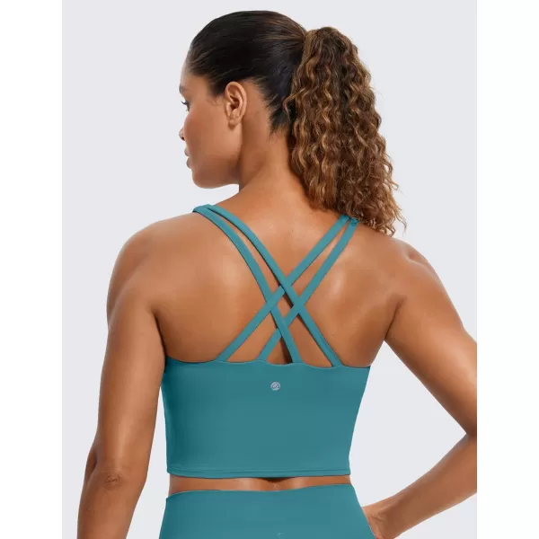 CRZ YOGA Womens Butterluxe Strappy Longline Sports Bra  Padded Criss Cross Yoga Bra Workout Crop Tank TopsGreen Jade