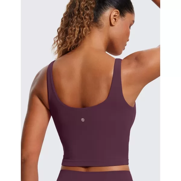 CRZ YOGA Womens Butterluxe U Back Longline Sports Bra  Padded Yoga Bra Cami Crop Top Workout Tank Top with Built in BraDeep Purple