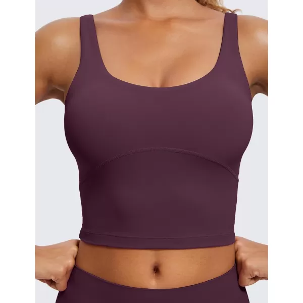 CRZ YOGA Womens Butterluxe U Back Longline Sports Bra  Padded Yoga Bra Cami Crop Top Workout Tank Top with Built in BraDeep Purple