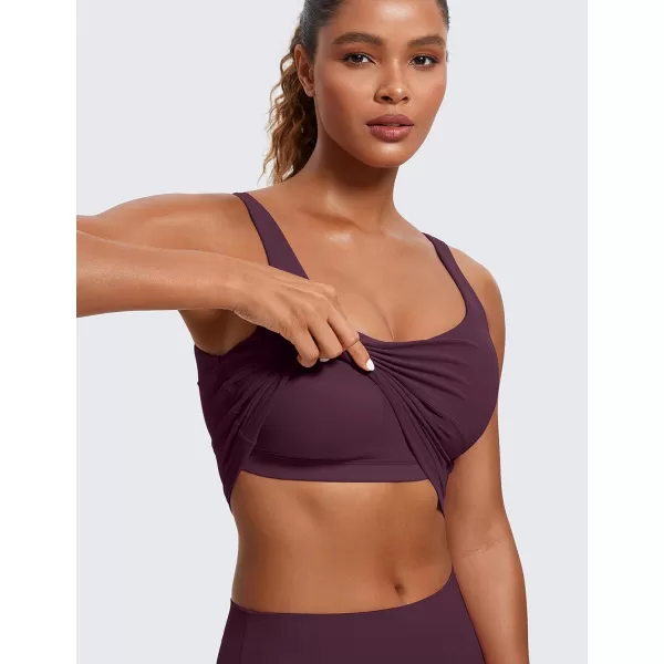 CRZ YOGA Womens Butterluxe U Back Longline Sports Bra  Padded Yoga Bra Cami Crop Top Workout Tank Top with Built in BraDeep Purple