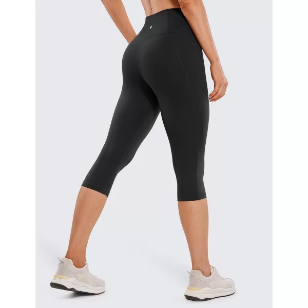 CRZ YOGA Womens Butterluxe Workout Capri Leggings with Pockets 17 Inches  High Waisted Crop Gym Yoga Pants Buttery Soft17 inches Black