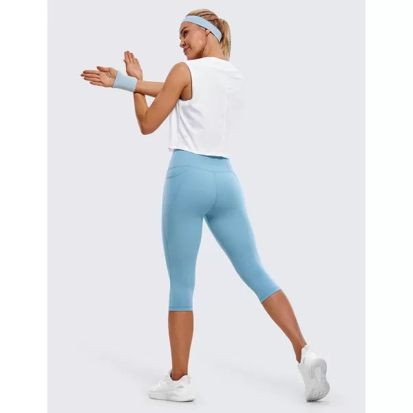 CRZ YOGA Womens Butterluxe Workout Capri Leggings with Pockets 17 Inches  High Waisted Crop Gym Yoga Pants Buttery Soft17 inches Pure Blue