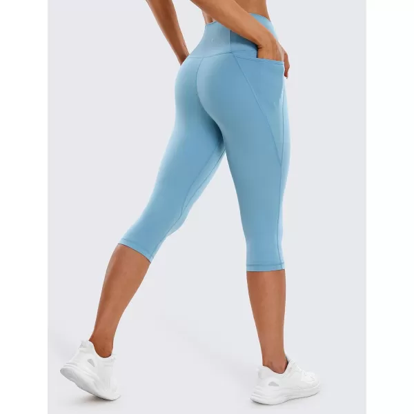 CRZ YOGA Womens Butterluxe Workout Capri Leggings with Pockets 17 Inches  High Waisted Crop Gym Yoga Pants Buttery Soft17 inches Pure Blue