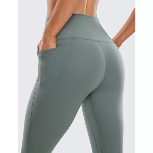 CRZ YOGA Womens Butterluxe Workout Capri Leggings with Pockets 17 Inches  High Waisted Crop Gym Yoga Pants Buttery SoftGrey Sage