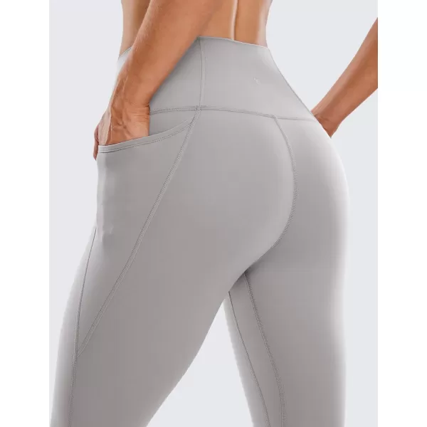 CRZ YOGA Womens Butterluxe Workout Capri Leggings with Pockets 17 Inches  High Waisted Crop Gym Yoga Pants Buttery SoftGull Gray