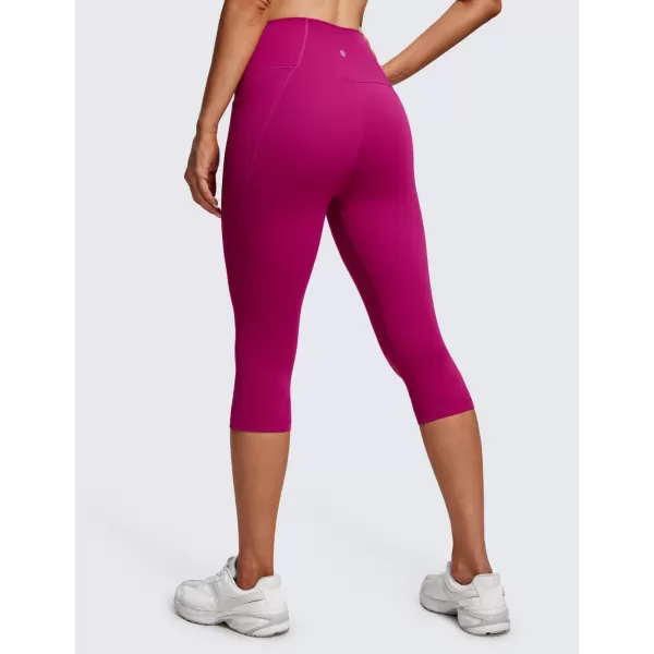 CRZ YOGA Womens Butterluxe Workout Capri Leggings with Pockets 17 Inches  High Waisted Crop Gym Yoga Pants Buttery SoftMagenta Purple