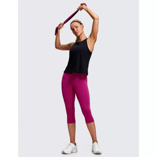 CRZ YOGA Womens Butterluxe Workout Capri Leggings with Pockets 17 Inches  High Waisted Crop Gym Yoga Pants Buttery SoftMagenta Purple