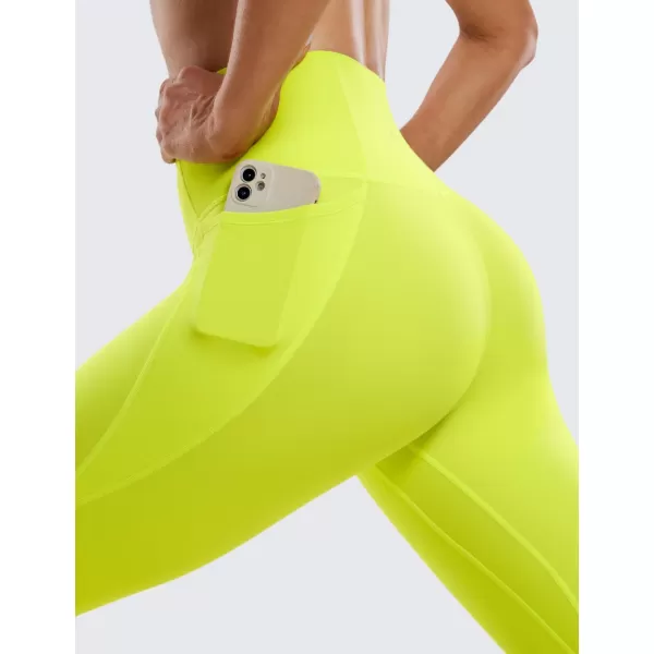 CRZ YOGA Womens Butterluxe Workout Capri Leggings with Pockets 17 Inches  High Waisted Crop Gym Yoga Pants Buttery SoftNeon Yellow