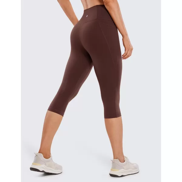 CRZ YOGA Womens Butterluxe Workout Capri Leggings with Pockets 17 Inches  High Waisted Crop Gym Yoga Pants Buttery SoftTaupe