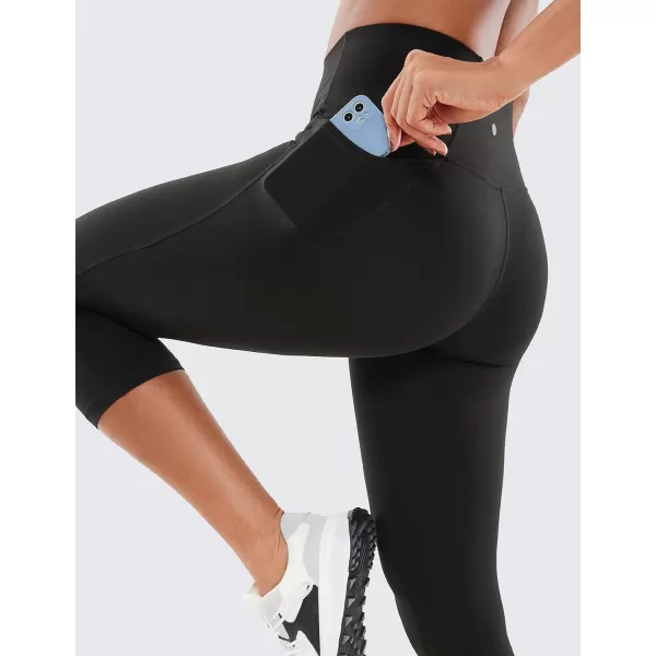 CRZ YOGA Womens Butterluxe Workout Capri Leggings with Pockets 19 Inches  High Waisted Crop Gym Yoga Pants Buttery SoftBlack