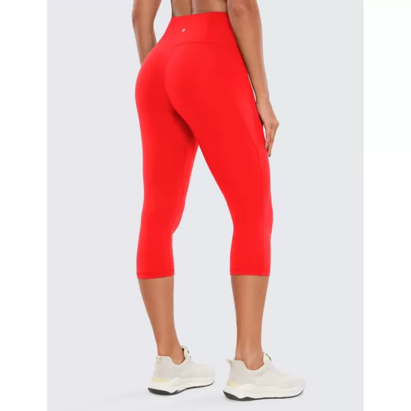 CRZ YOGA Womens Butterluxe Workout Capri Leggings with Pockets 19 Inches  High Waisted Crop Gym Yoga Pants Buttery SoftDark Red