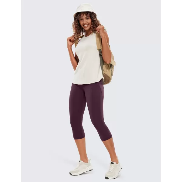 CRZ YOGA Womens Butterluxe Workout Capri Leggings with Pockets 19 Inches  High Waisted Crop Gym Yoga Pants Buttery SoftDeep Purple