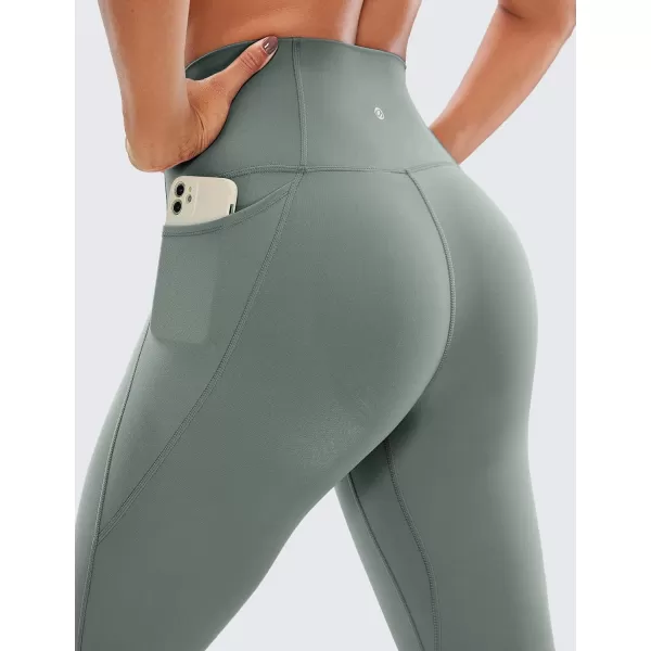 CRZ YOGA Womens Butterluxe Workout Capri Leggings with Pockets 19 Inches  High Waisted Crop Gym Yoga Pants Buttery SoftGrey Sage